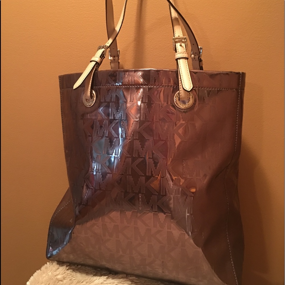 MK Large North South Metallic Tote